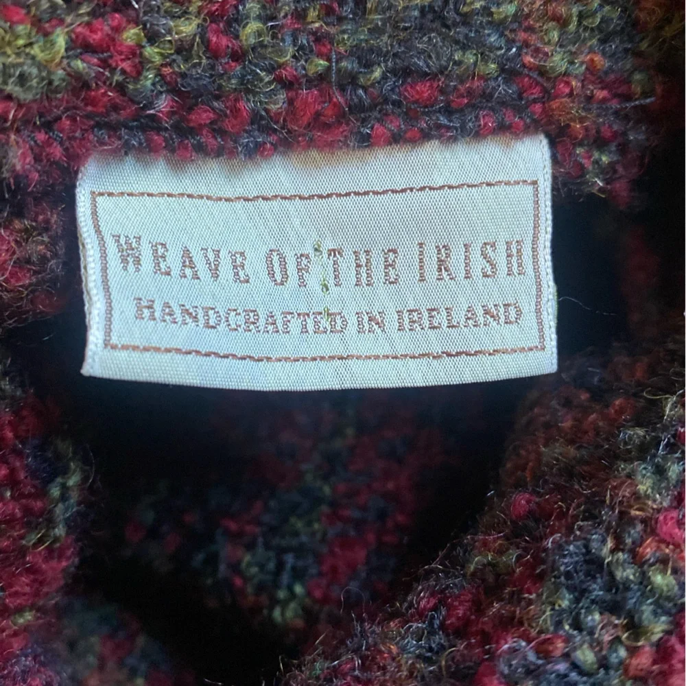 Weave of the Irish Handcrafted Wool Blend Plaid Cropped Jacket‎ Coat M Red Green